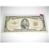 Image 1 : 1953 SERIES A RARE *RED SEAL-BOND* $5.00 SERIAL # B96072868A. CURRENCY BILL CAME OUT OF SAFE!!