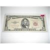 Image 1 : 1953 SERIES B RARE *RED SEAL-BOND* $5.00 SERIAL # C31596648A. CURRENCY BILL CAME OUT OF SAFE!!