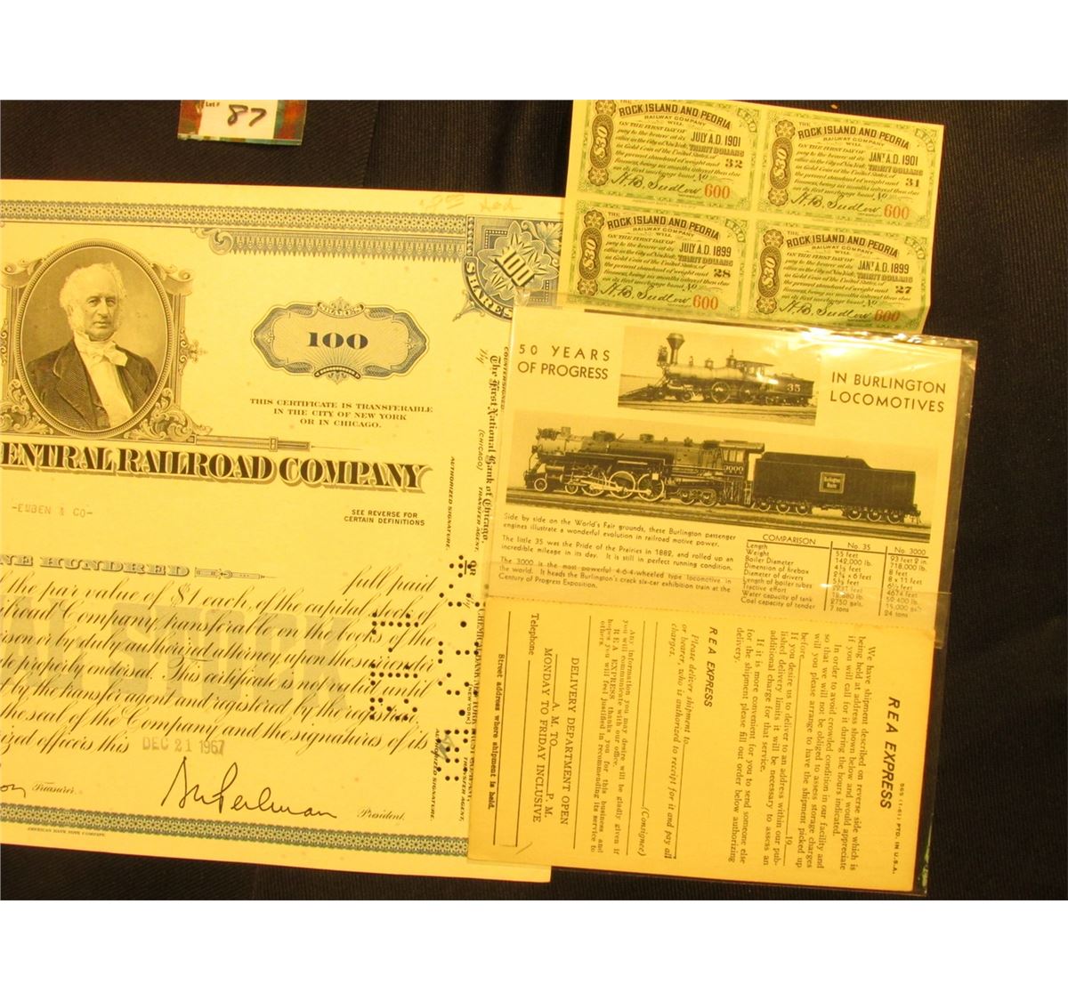 "The New York Central Railroad Company" Stock Certificate for 100