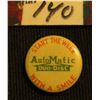 Image 1 : Ca. 1910 Advertising Pin-back "Start the Week/AutoMatic Duo-Dist With a Smile".