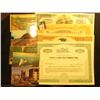 Image 1 : (4) Different Old Stock Certificates & (5) different Railroad related post cards dating back over si