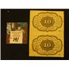 Image 2 : Un-cut Pair of 10c Postage Currency, Series 1863. Nice condition.