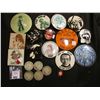 Image 1 : A Large Group of old Pin-backs & several different date Old U.S. Barber Half-dollars dating back to 