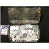 Image 1 : "Pride of Virginia Sliced Plug" Metal Tin  with a group of old World War II U.S. Steel Cents.