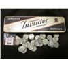 Image 1 : "Wallace Silver Brand Invader Lockbound Pencils" Tin (no pencils) filled with a group of old World W