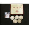 Image 3 : 1940 era Cigarette Box "Regent Cigarettes King Size" with several 1906-08 U.S. Barber Half Dollars i