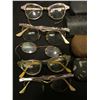 Image 2 : (8) Old Eye Glass Cases (empty); & a group of Old Eye Glasses, some maybe Gold-filled.