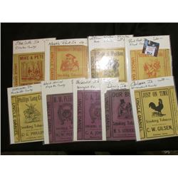 (8) Different Tobacco Box labels from various Iowa towns, mostly late 1800's, includes: Calmar, Ia.,