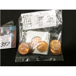 1940P, 44P, 46P, 48P, 50P, 51P, 53P, 54P, 55P, 56P, & 57P Lincoln Cents. Red BU.