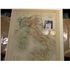 Image 1 : 9" x 11.5" Map "L'Italie avant 1859" ready for framing; & 1906 P & 1907 O Barber Half Dollars in AG-