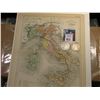 Image 1 : 9" x 11.5" Map "L'Italie avant 1859" ready for framing; & 1906 P & 1907 O Barber Half Dollars in AG-