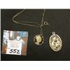 Image 2 : .925 Sterling Silver Heavy Double-Sided Religious Medal & Cut out Merc. 10C w/Chain{2Pcs}