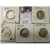 Image 1 : (3) 1939 D & (2) 40 D Mercury Dimes, AU to Uncirculated.