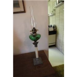 Coal Oil Lamp W/ Marble & Brass Stand