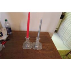 Vasaline Glass Candleholders (Pair)