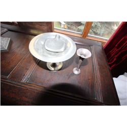 Flask, Vase, Dish (Stemmed Silver Pieces)