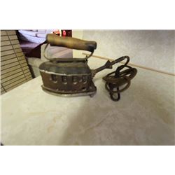 Very Old Electric Steam Iron and Trivet