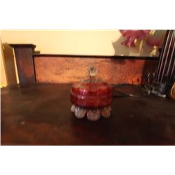 Cranberry Footed Bowl With Lid