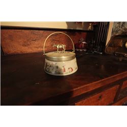Covered Handled Dish With Cow