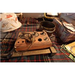 Brass Weights, Scale and Pail
