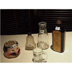 Shaving Mug-A&W Mug- Medicine Bottle- Blue Ribbon Bottle