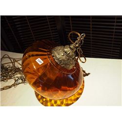 Amber Swag Lamp 1970's