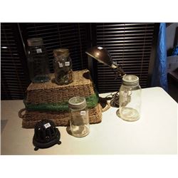 Crown Canning Jar/Canada Leaf Design Basket Lamp