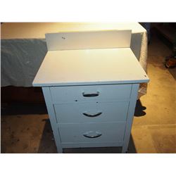 Antique Wooden 3 Drawer Cabinet w/ small top backing