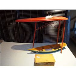 Child Ironing Board w/ Iron - Wooden Canoe - Trinket Box w/ Indian Carving