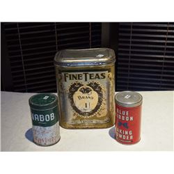 Tins  Fine Teas, Blue Ribbon, Nabob Coffee