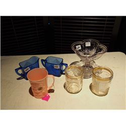 Popeye Flicker eye cup Federal Glass Cups Amethyst Dish Blue Cream & Sugar