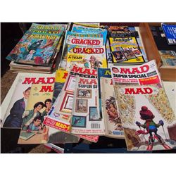 Mad/Cracked Magazines Mid 1970's & Beckett's Hockey Card Magazines Early 1990's (~48 Pieces)