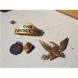 CNR Conductor Cap Badge & Misc. Cap Badges
