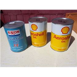 Exxon Aviation Oil EE/Aeroshell Oil 80/ Aeroshell Oil 100 (All One Litre, Full)