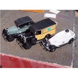 Jim Bean Cars (Model A Delivery Van & Model A Touring Car Complete, 34 Ford Police Car Missing Piece