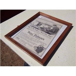 Framed Bull Durham Advertisement