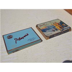 Players Flat 50 Tin W/ Ski Scene Cardboard Sleeve