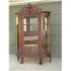 Image 1 : Huge 48” 1/4 Cut Oak Paw Footed Fancy Curved Glass China Cabinet