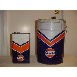 Old Gulf Oil Tins (2) (1 Gal & 5 Gal)