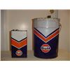 Image 1 : Old Gulf Oil Tins (2) (1 Gal & 5 Gal)
