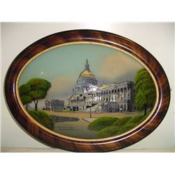 Oval Convex Glass Reverse Painted Picture Frame
