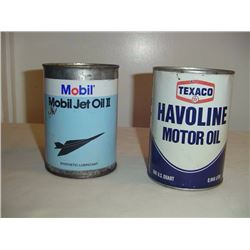 Full 1 Quart Oil Tins (2) (Mobil & Havoline)