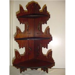 Fancy Eastlake Walnut Corner Shelf