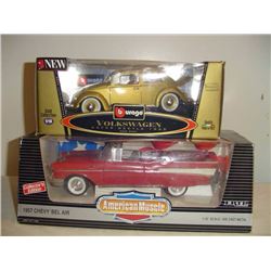 Diecast Metal Cars (2) (57 Chev And Volkswagon) In Original Boxes