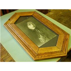 15 ½ x 26 ½ inch Pentagon Framed Native print – frame built from table skirt