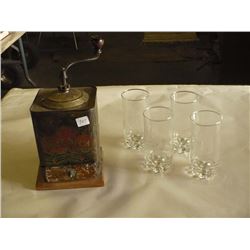 Coffee Grinder / Canda Dry Glasses (4)