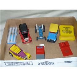 3 Cars/ Tractor / Canada Post Box / Pens