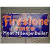 Image 1 : 1940's Porcelain Firestone Tire Sign 60” X 30”
