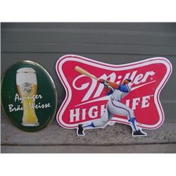 Metal Beer Signs (2) Miller And Ayinger