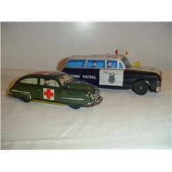 Old Tins (2) Cars Police And Red Cross